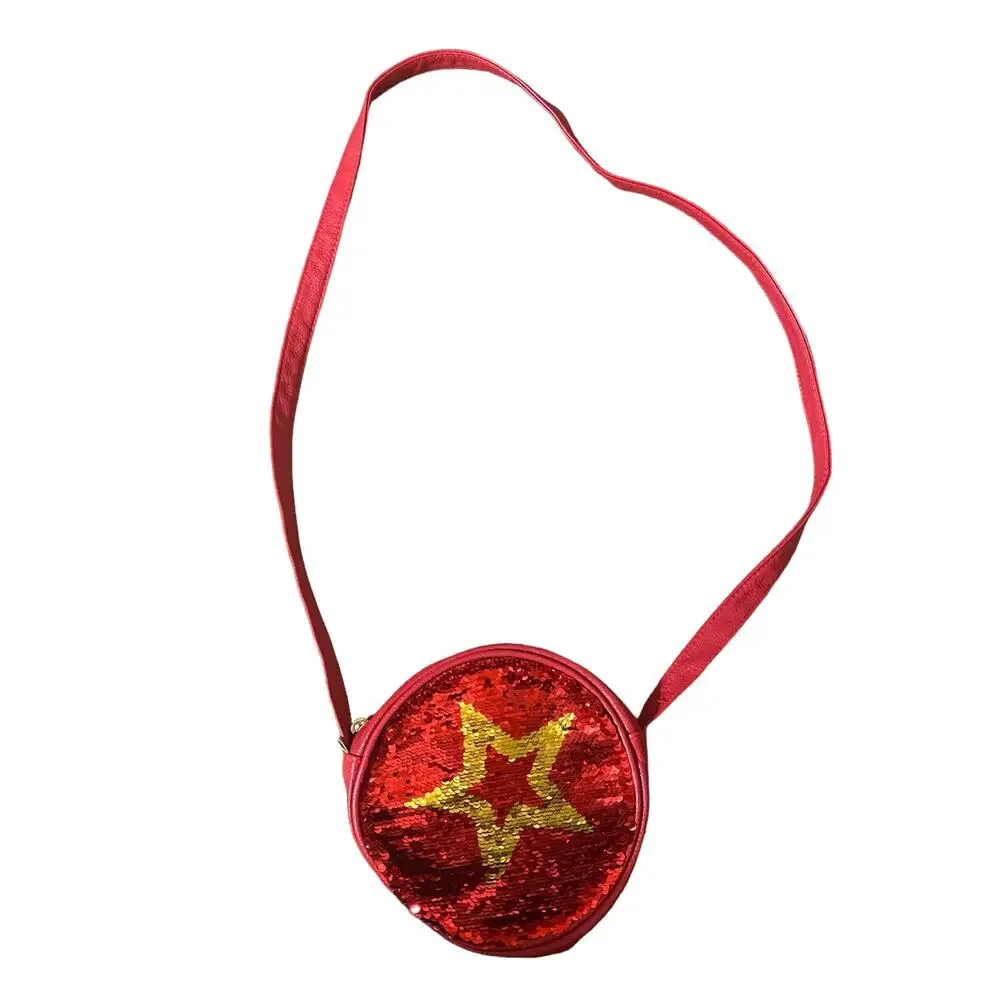 American Girl Red & Gold Sequined Star Round Girl’s Crossbody Bag Purse